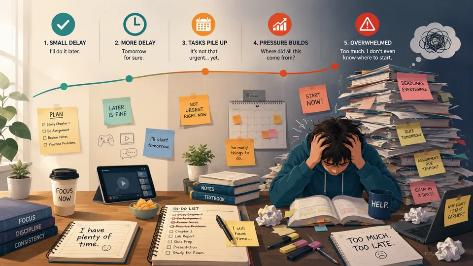 How Procrastination Builds Up Slowly Until Everything Feels Overwhelming